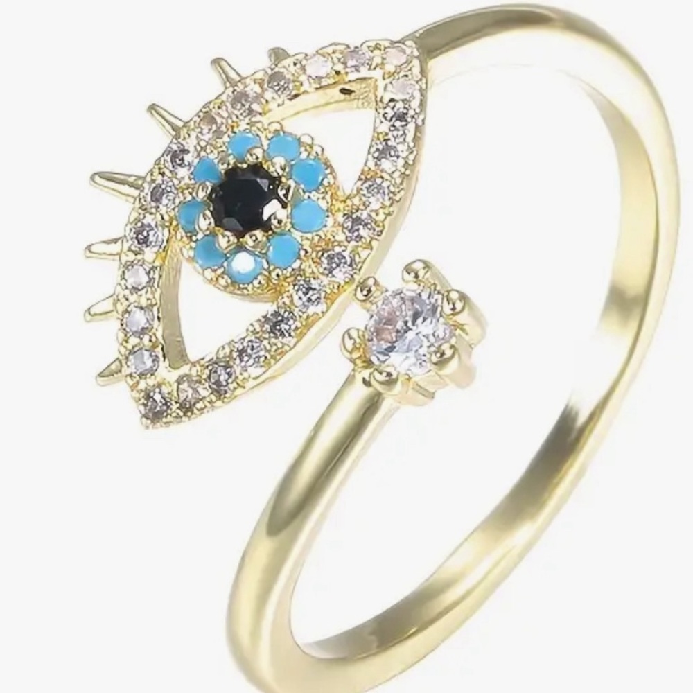 BEAUTIFUL EVIL EYE RING - Gold Color - Picture 2 of 7